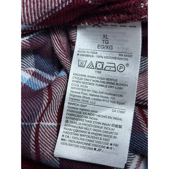 Gap Button Up Plaid Pintuck Long Sleeve Tunic Shirt Womens Size Xl Multicolor - Picture 6 of 8